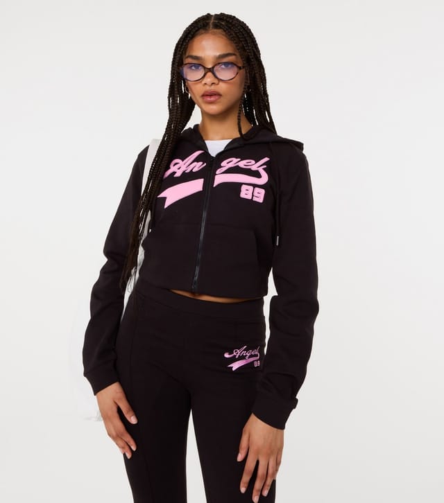 Pink Vanilla Women's Black Angel 89 Embroidered Hoodie Pink Vanilla New Look - 3