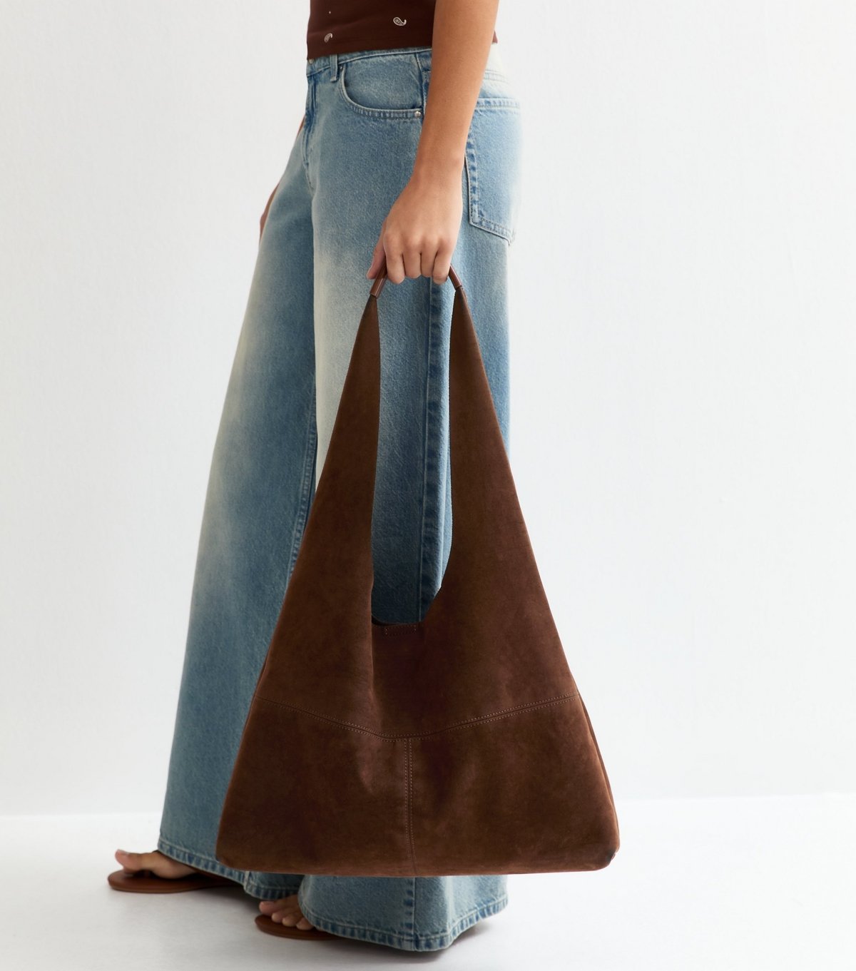 New Look Tan Faux Suede Slouchy Hobo Tote Bag New Look - 2