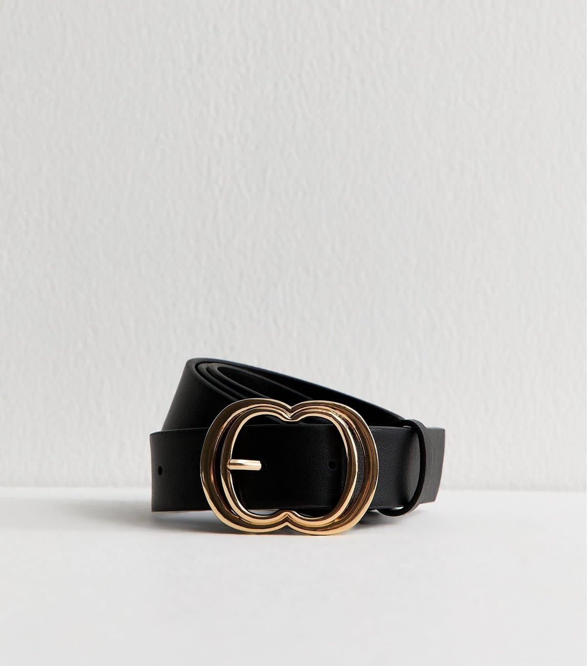 New Look Black Faux Leather Curved Buckle Jean Belt New Look