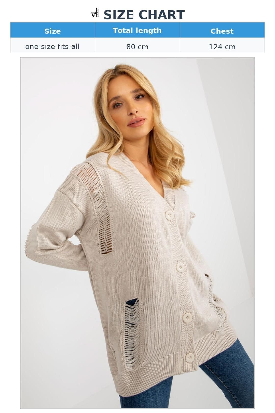 Love Lace Love Lace Women's Heart Neck Button Down Cardigan Sweater in Beige - 4