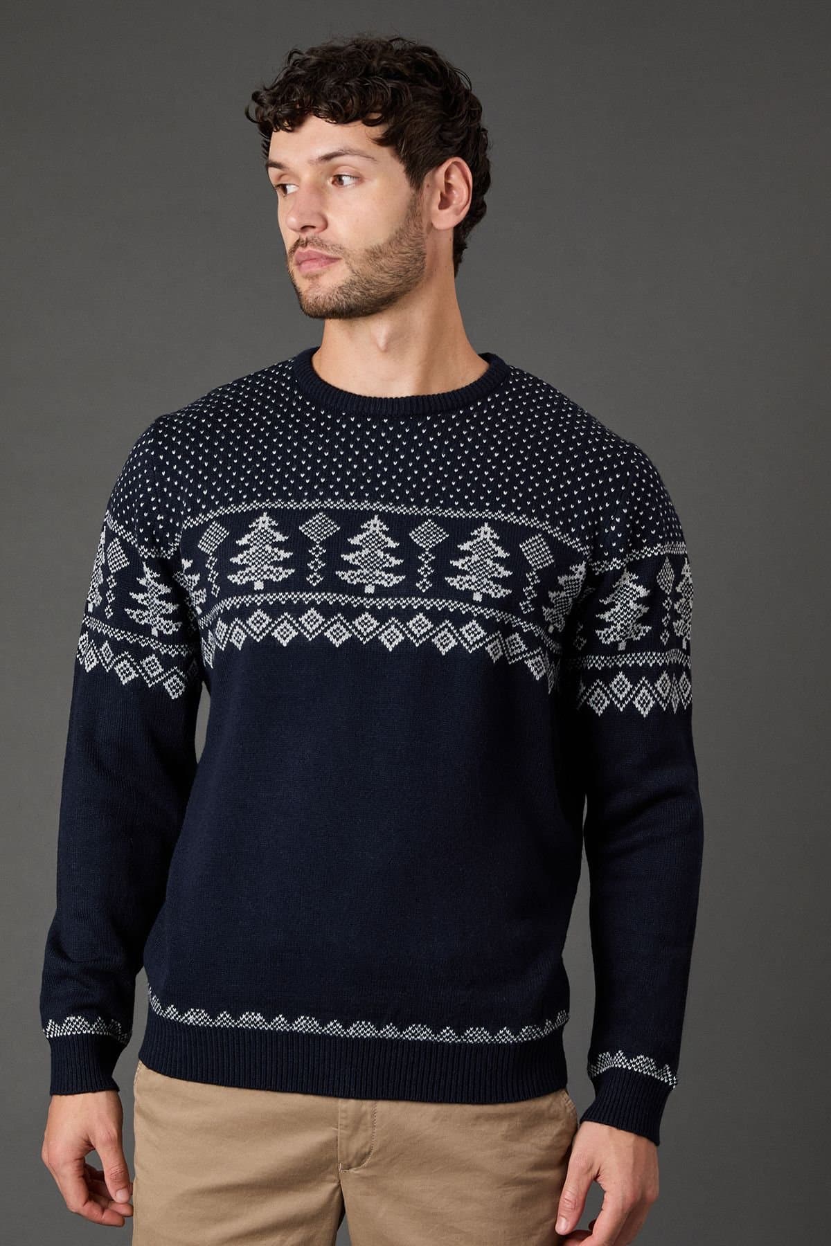 Maine Maine Men's Navy Knitted Christmas Jumper