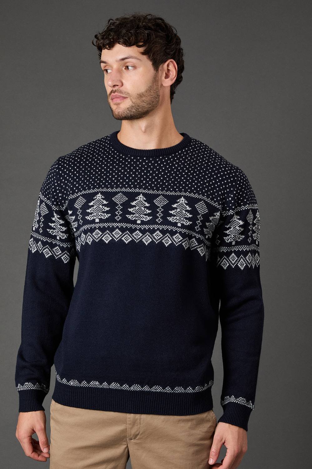 Maine Maine Men's Navy Knitted Christmas Jumper - 2