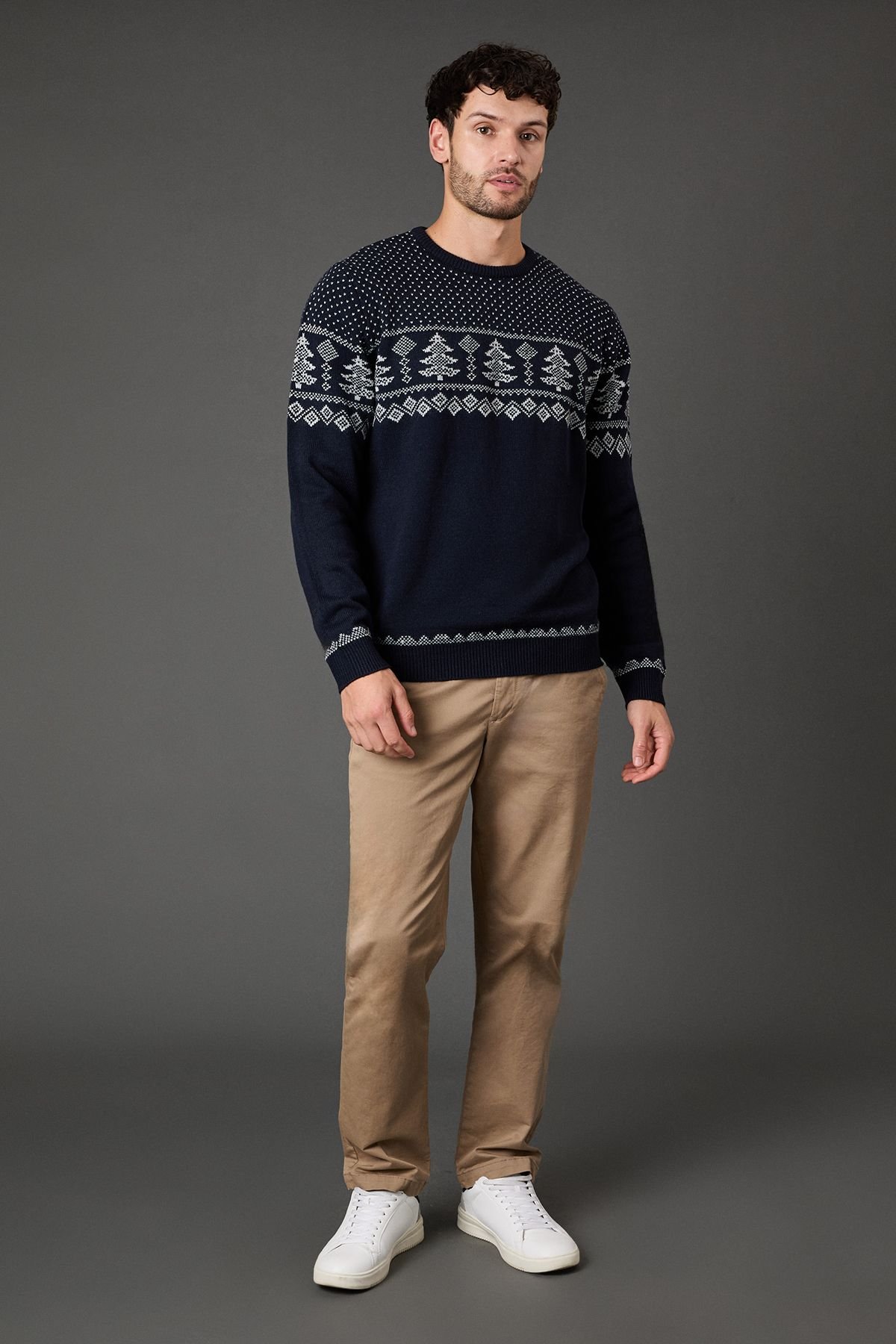 Maine Maine Men's Navy Knitted Christmas Jumper - 3