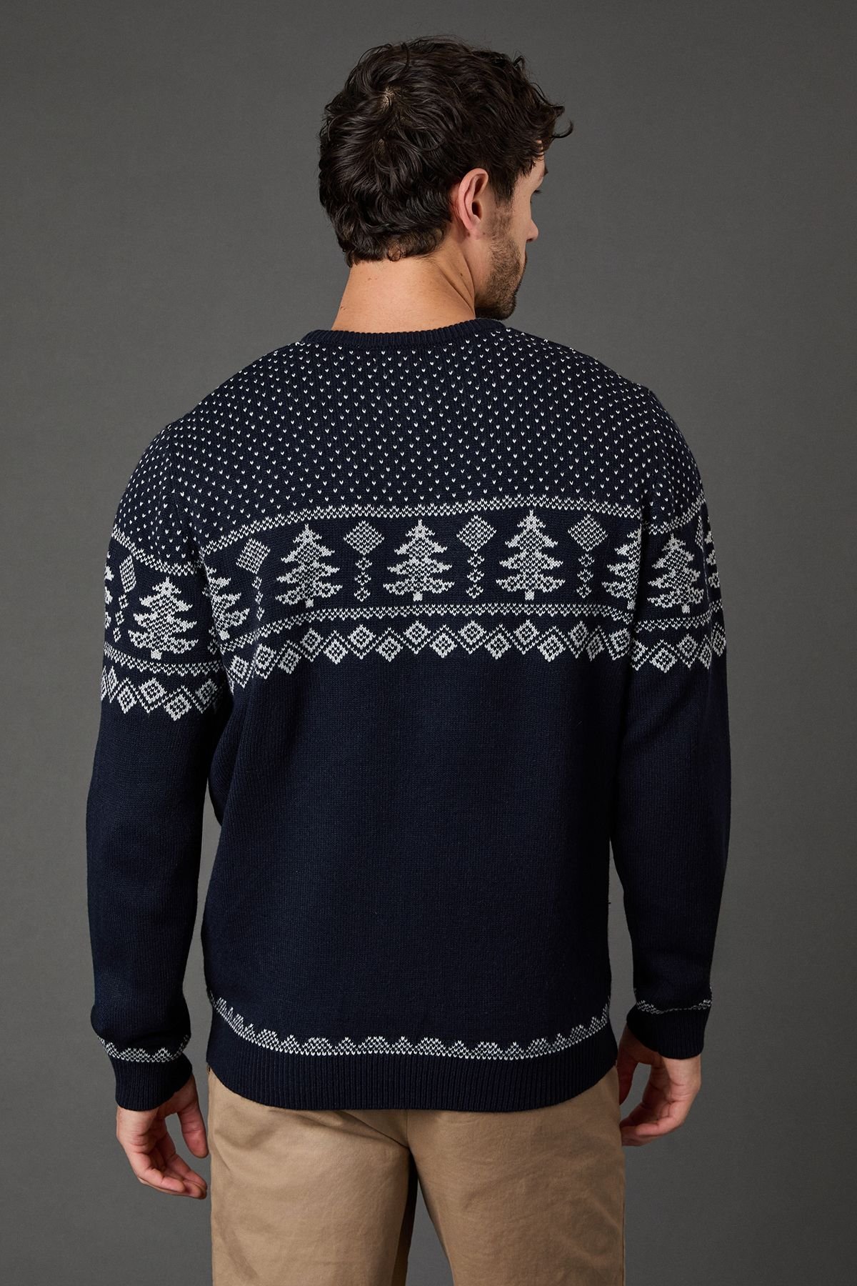 Maine Maine Men's Navy Knitted Christmas Jumper - 4