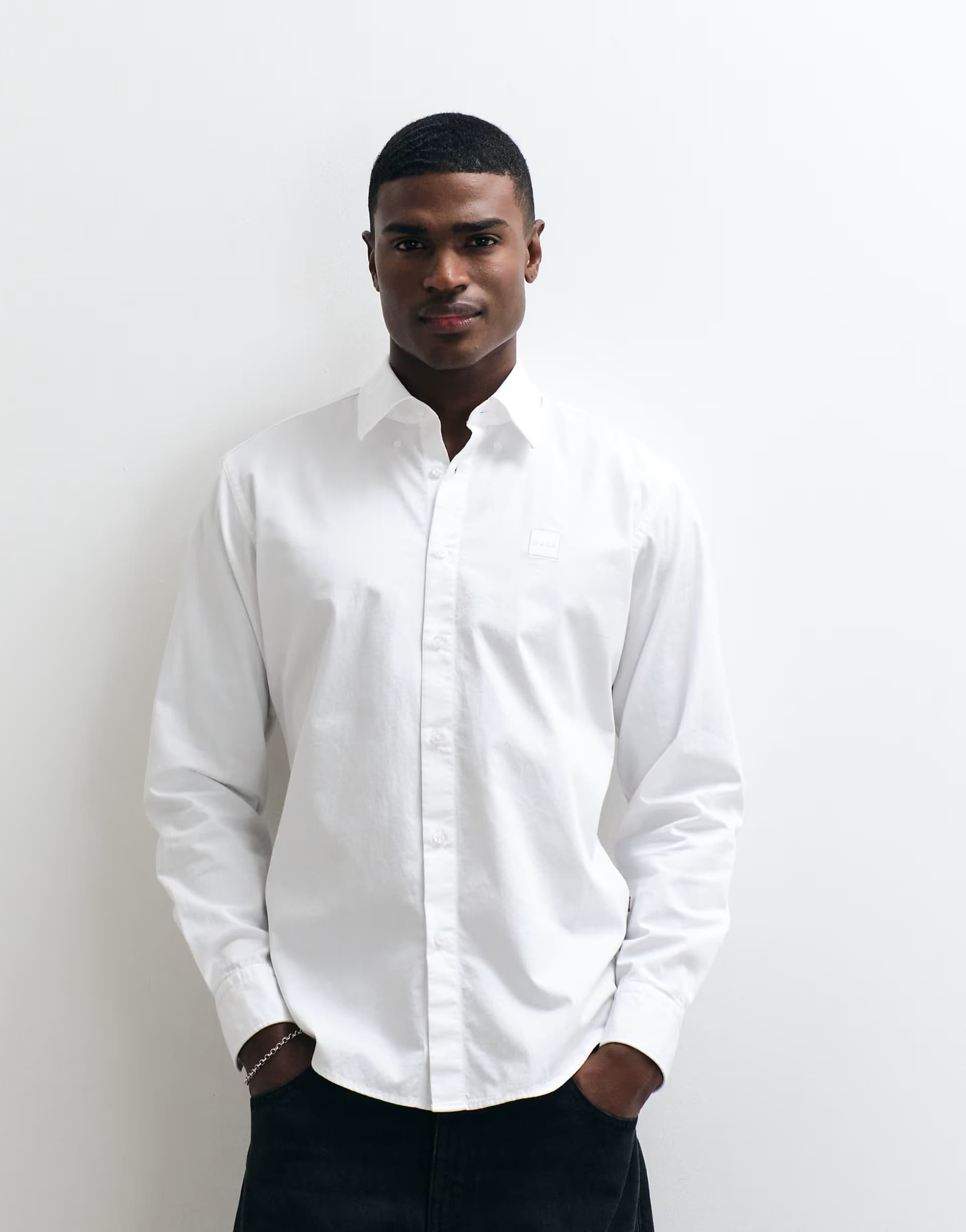 ASOS Boss Orange ricoplus regular fit shirt in white