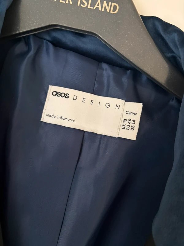 ASOS Blue Velvet Double Breasted Blazer - ASOS - Size 18 - 1