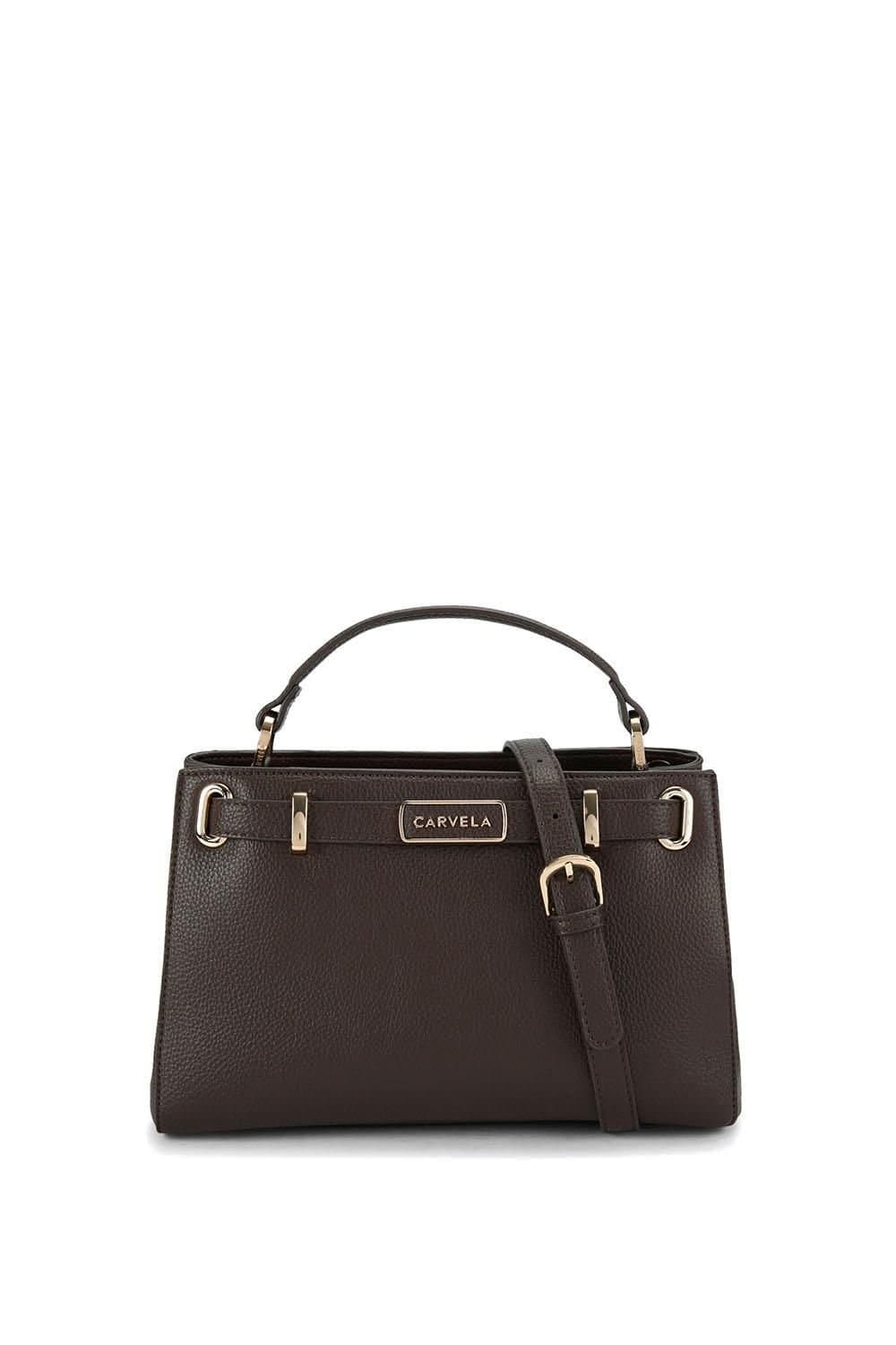 Carvela Carvela Women's 'Violet Belted Midi' Bag in Dark Brown