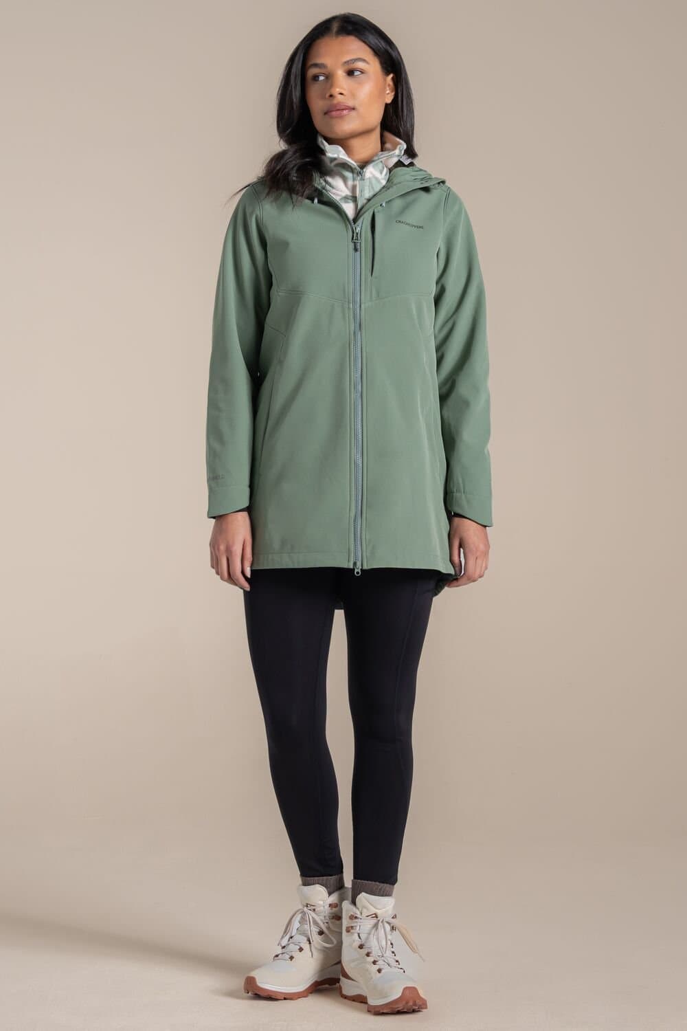 Craghoppers Craghoppers Women's Hopegill Longline Hooded Windproof Water-Repellent Softshell in Green