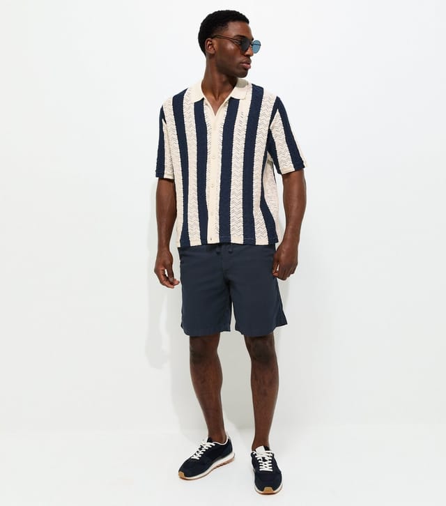 jack & jones Men's Regular Navy Cotton Rich Drawstring Shorts Jack & Jones New Look - 2