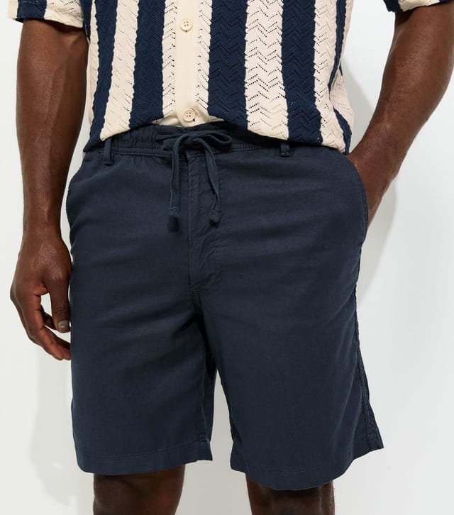 jack & jones Men's Regular Navy Cotton Rich Drawstring Shorts Jack & Jones New Look - 3