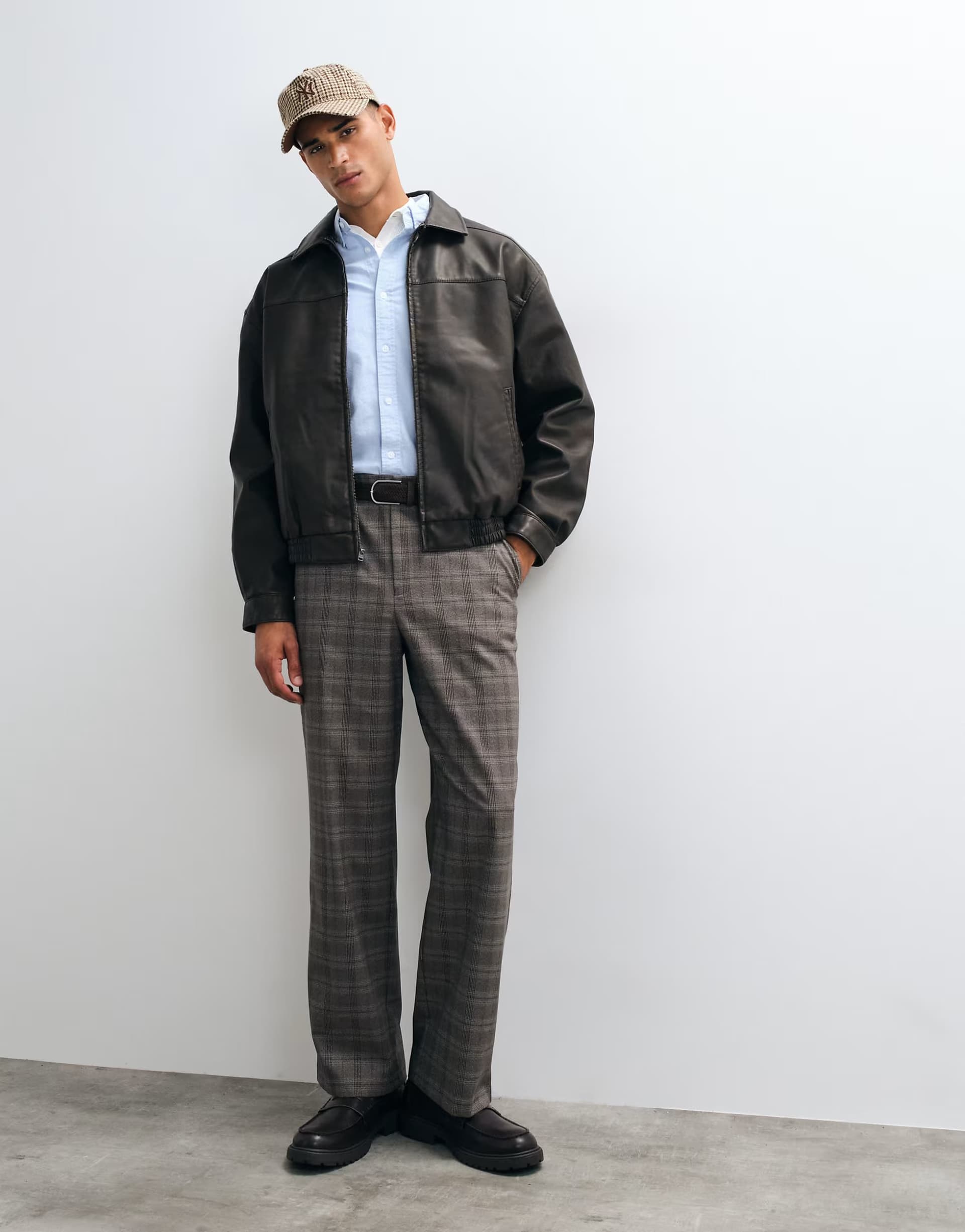 ASOS ASOS DESIGN tailored wide leg trouser in brown check