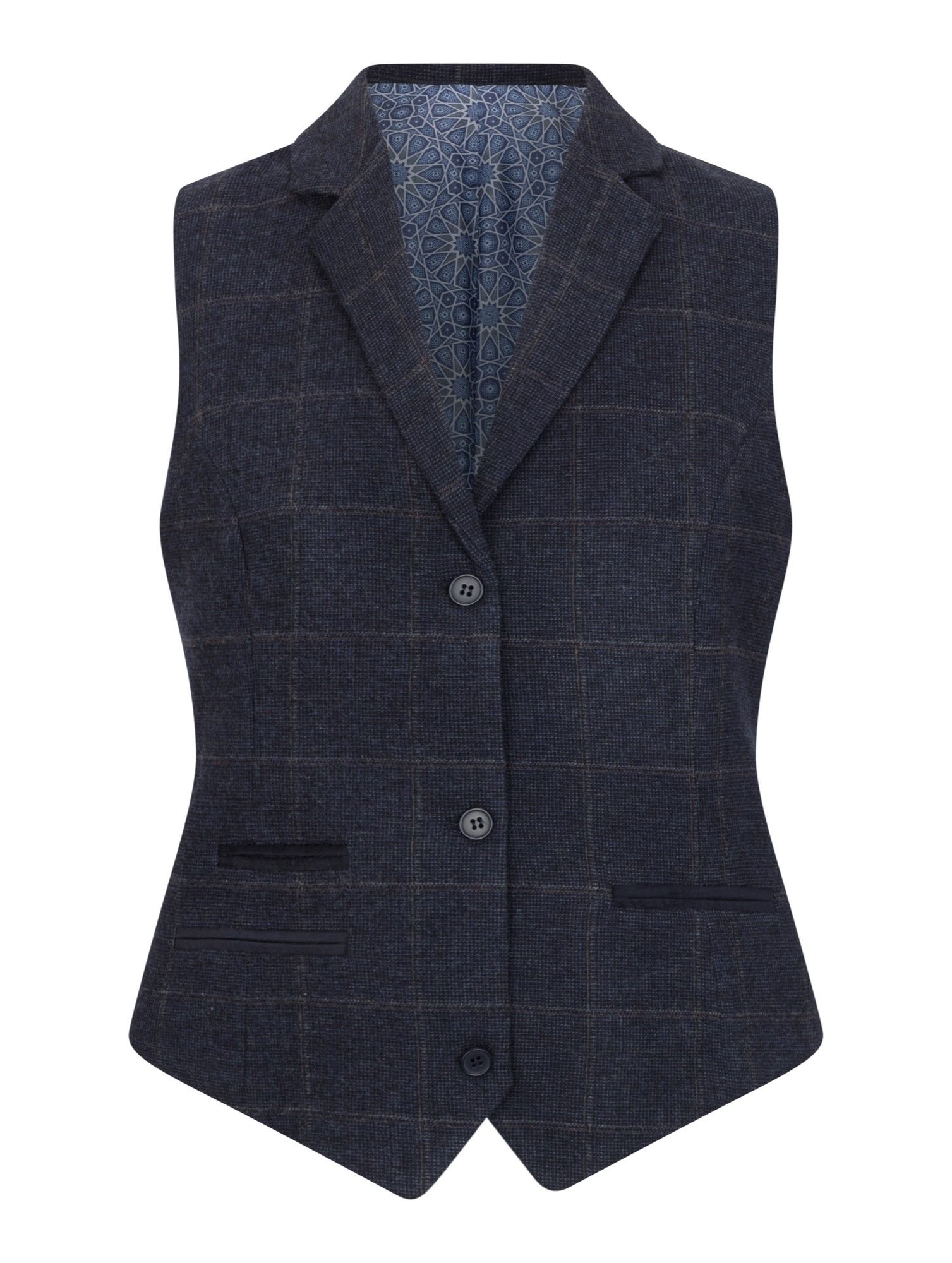 Infinity Leather Infinity Leather Women's Tailored Fit Tweed Formal Waistcoat in Blue - 2