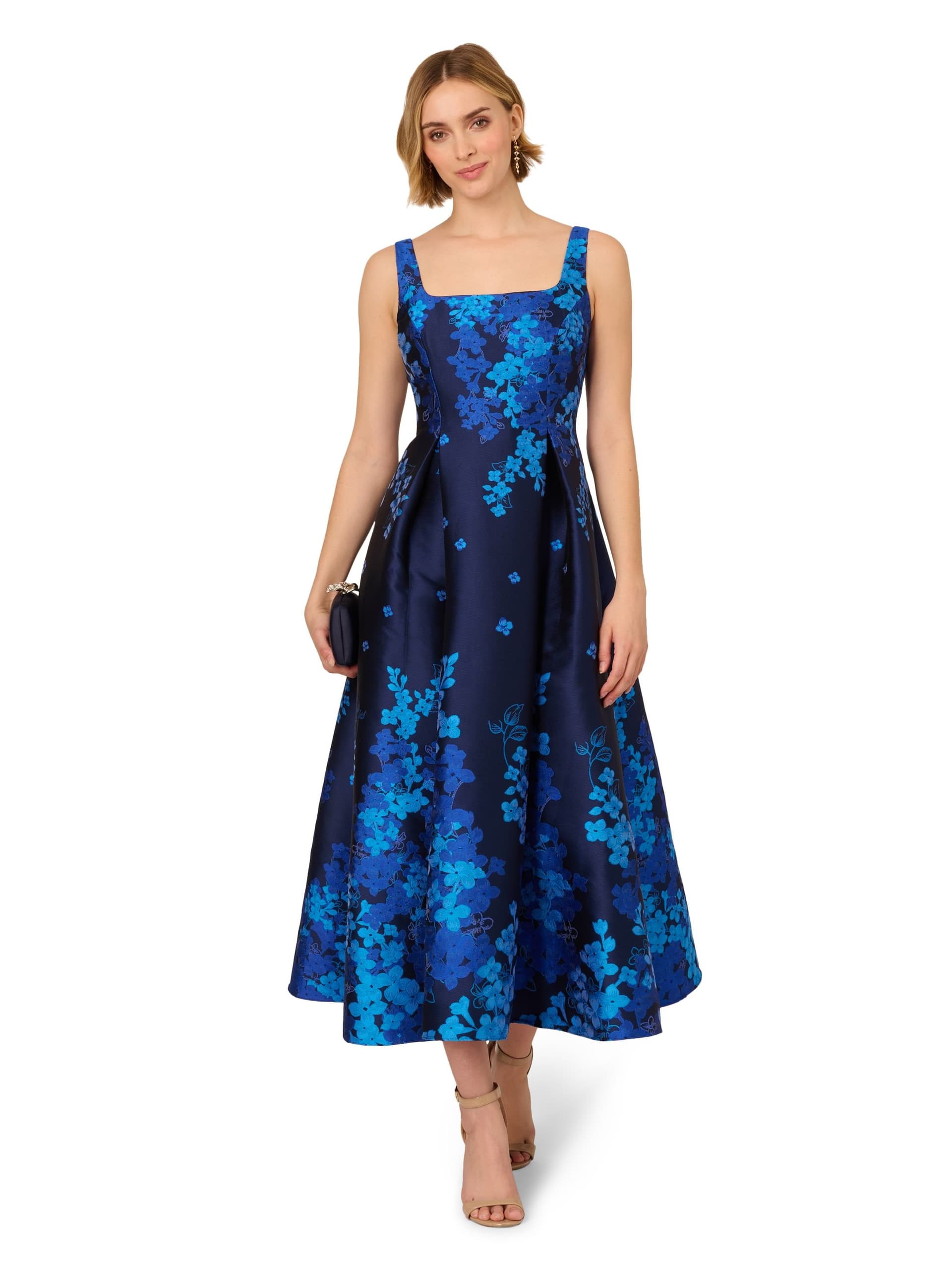 Adrianna Papell Adrianna Papell Women's Border Jacquard Dress in Blue