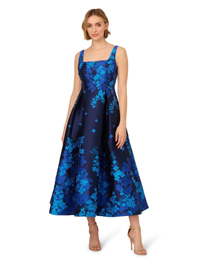 Adrianna Papell Adrianna Papell Women's Border Jacquard Dress in Blue - 2