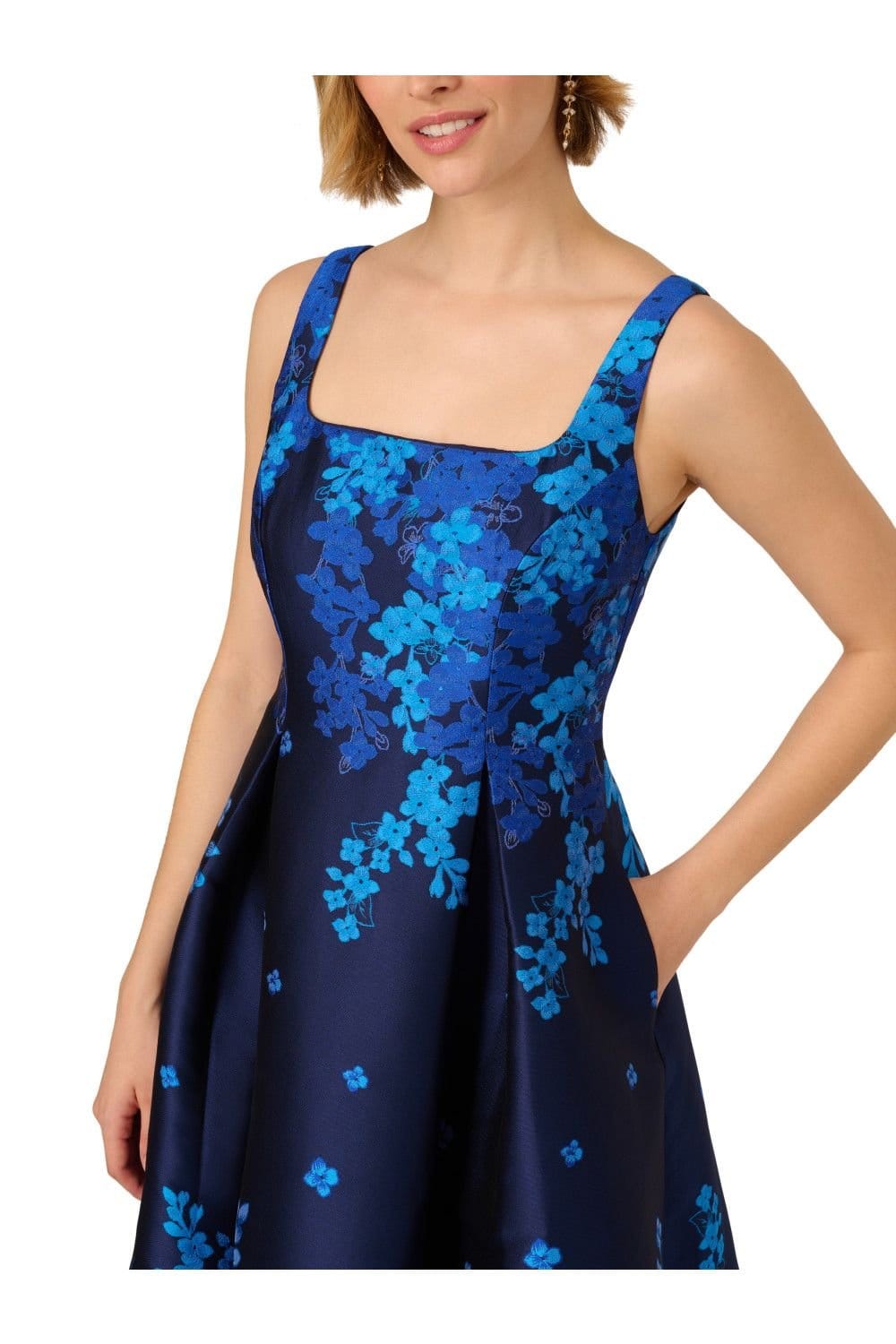 Adrianna Papell Adrianna Papell Women's Border Jacquard Dress in Blue - 4