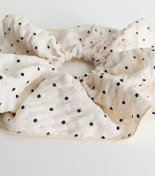 New Look Cream Oversized Polka Dot Scrunchie New Look - 3