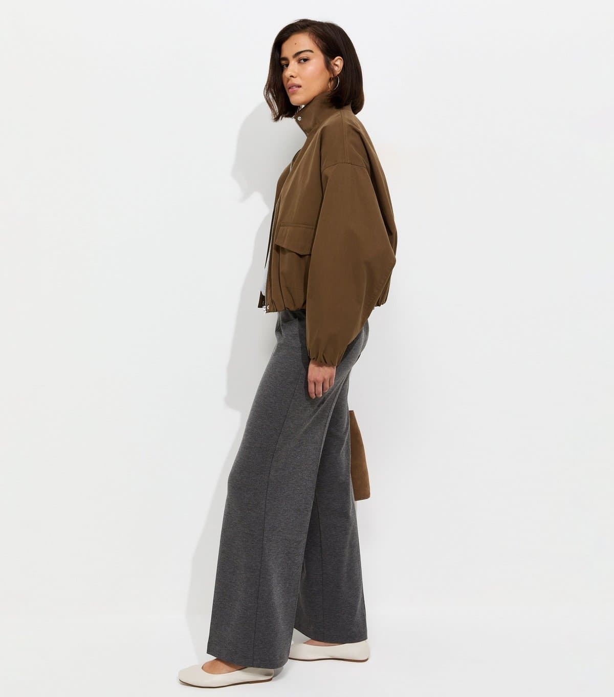 New Look New Look Dark Grey Jersey Wide Leg Trousers