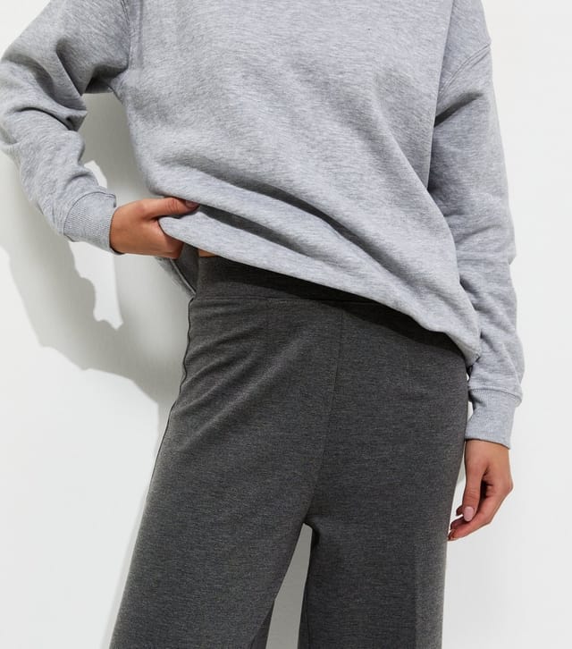 New Look Women's Dark Grey Jersey Wide Leg Trousers New Look - 2