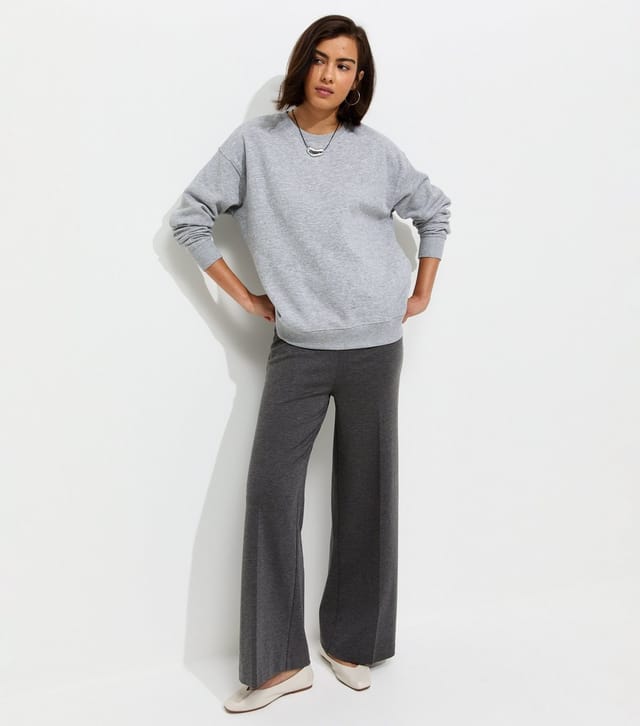 New Look Women's Dark Grey Jersey Wide Leg Trousers New Look - 3