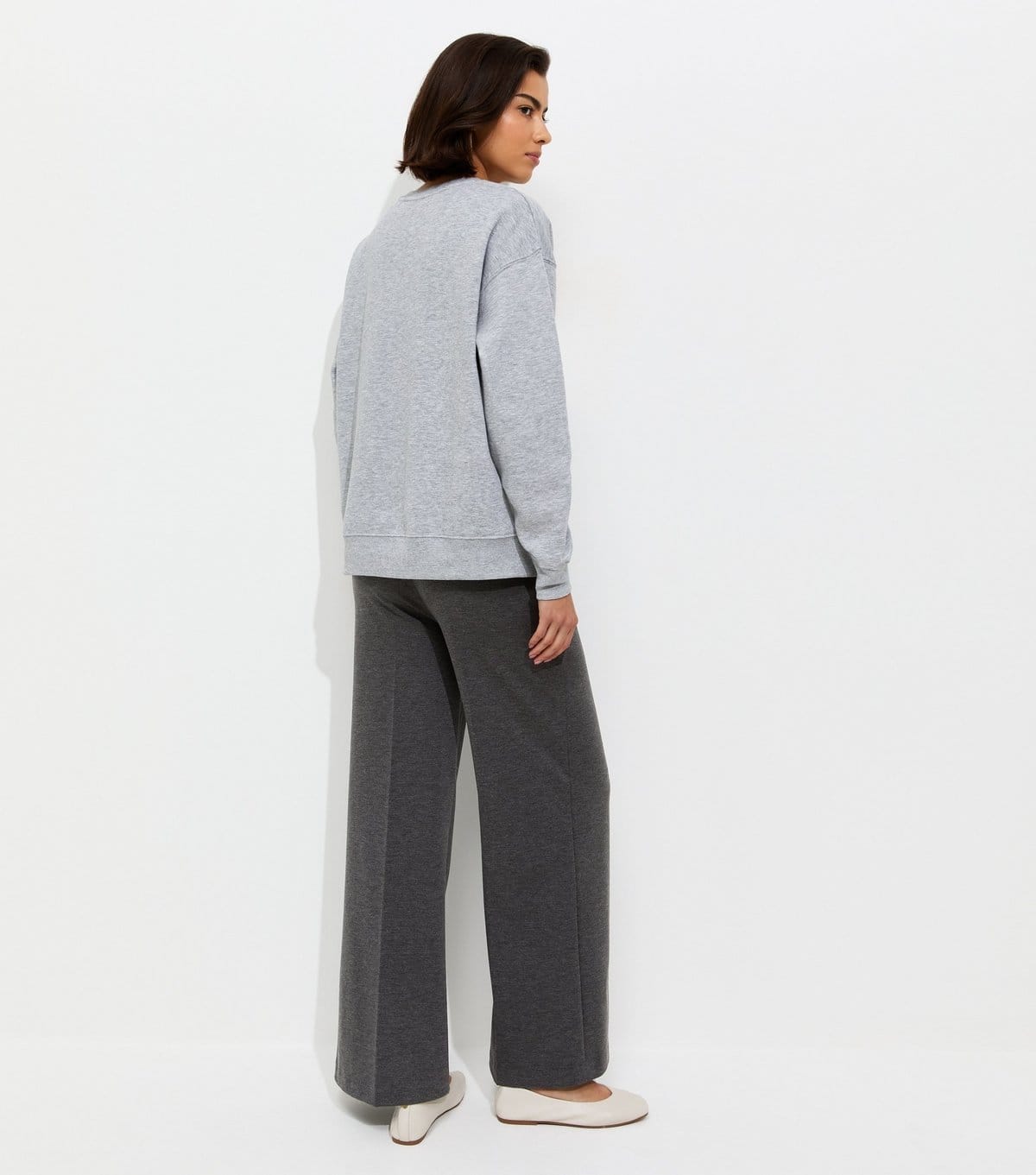 New Look Women's Dark Grey Jersey Wide Leg Trousers New Look - 4