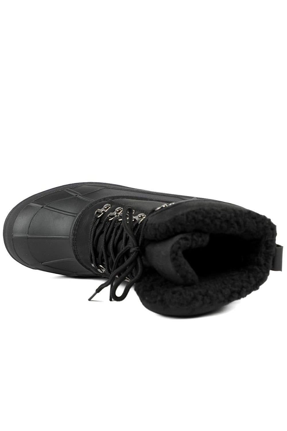 Pavers Pavers Men's Rugged Warm Lined Lace Up Weather Boots in Black - 4