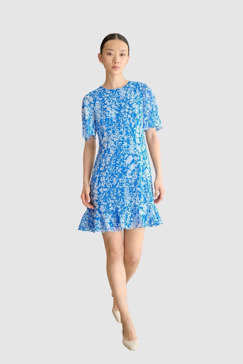 Hobbs London Hobbs London Women's Iona Floral Print Mini Dress in Bright Blue - 1