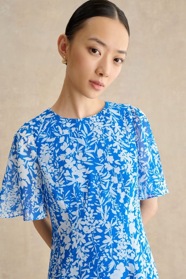 Hobbs London Hobbs London Women's Iona Floral Print Mini Dress in Bright Blue - 3