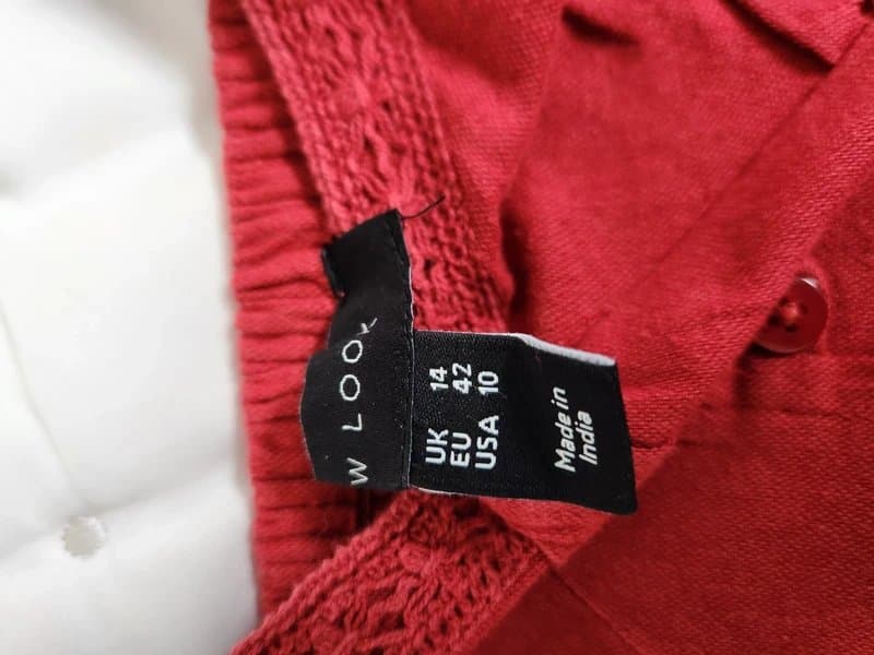 New Look New Look deep red broderie cotton linen blend midi sun dress new 12 14