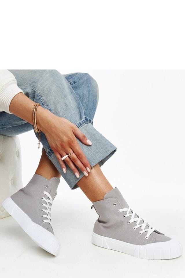 Love Lace Love Lace Women's High Top Lace Up Fabric Sneakers with Rubber Sole Summer Spring in Grey - 2
