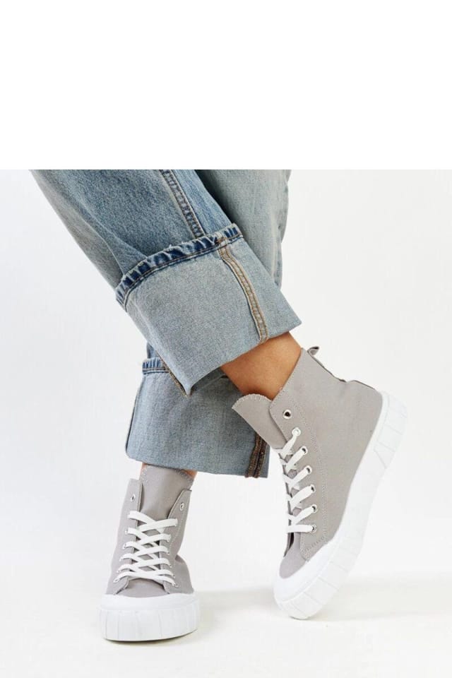 Love Lace Love Lace Women's High Top Lace Up Fabric Sneakers with Rubber Sole Summer Spring in Grey - 3