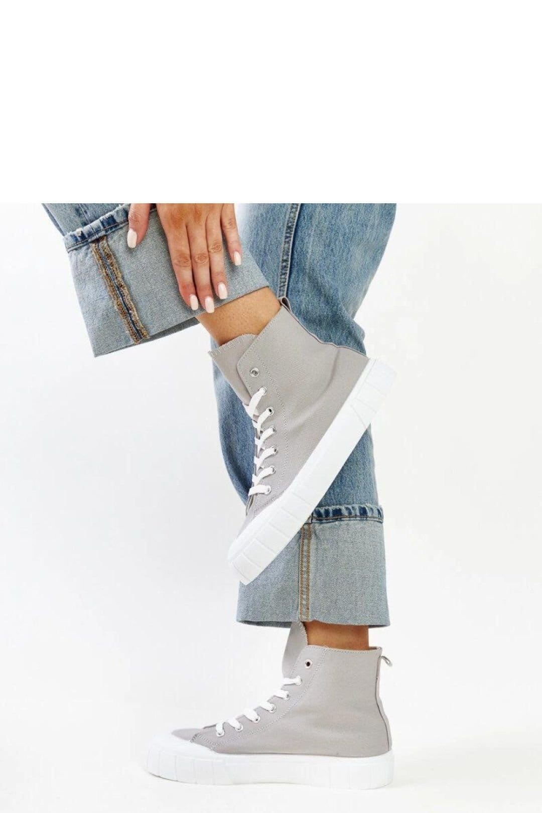 Love Lace Love Lace Women's High Top Lace Up Fabric Sneakers with Rubber Sole Summer Spring in Grey - 4