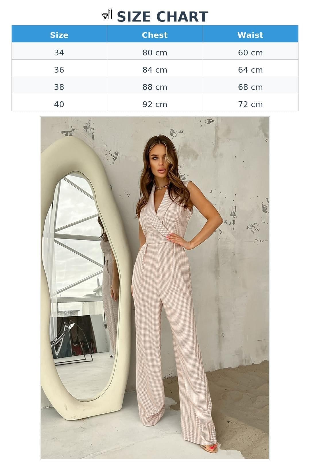 Love Lace Love Lace Women's Peplum Wide Leg Lined Jumpsuit in Beige - 4