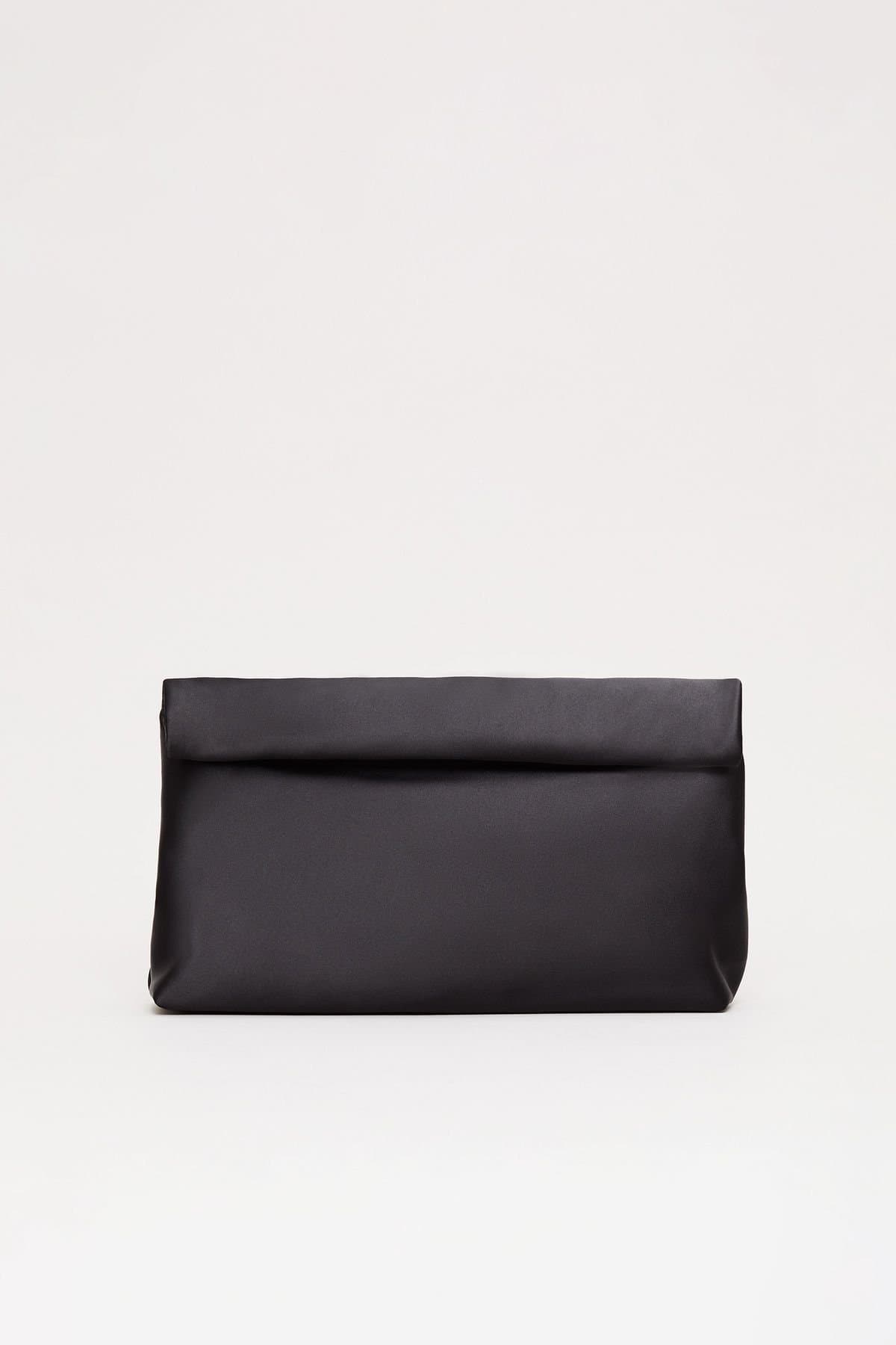 Phase Eight Phase Eight Black Satin Rollover Clutch Bag