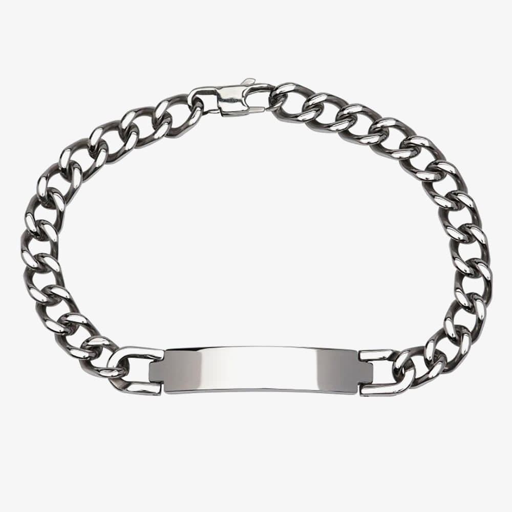 Unique Unique Men's Stainless Steel Curb Chain Bracelet in Silver