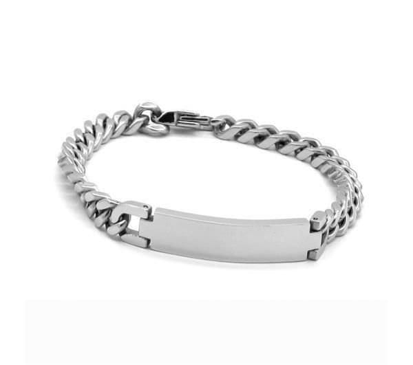 Unique Unique Men's Stainless Steel Curb Chain Bracelet in Silver - 2