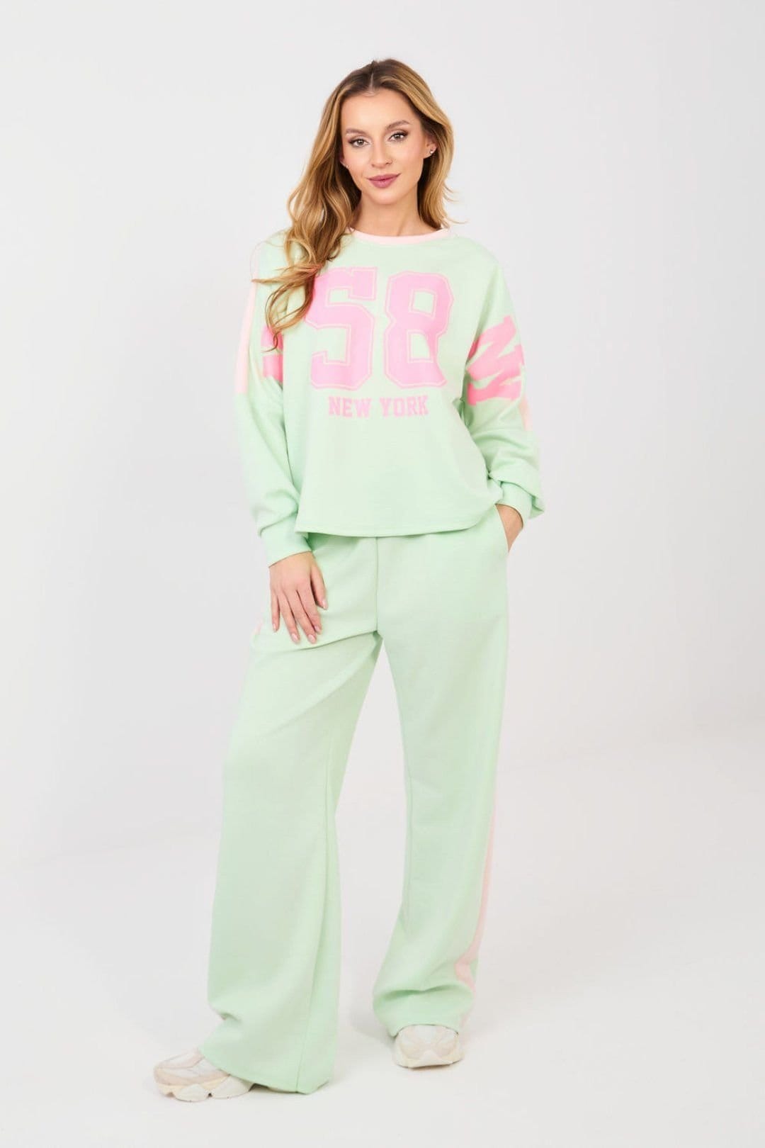 Love Lace Love Lace Women's Sporty Hoodie & Wide Leg Tracksuit Set in Green - 1