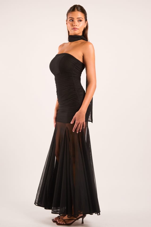 Jaded Rose Jaded Rose Women's Tatiana Black Strapless Ruched Fit & Flare Maxi Dress - 2