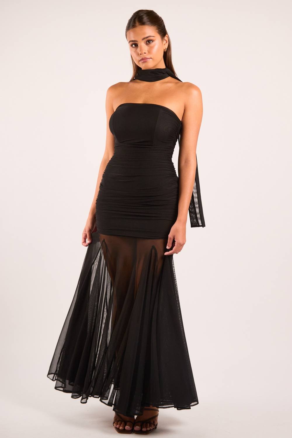 Jaded Rose Jaded Rose Women's Tatiana Black Strapless Ruched Fit & Flare Maxi Dress - 4