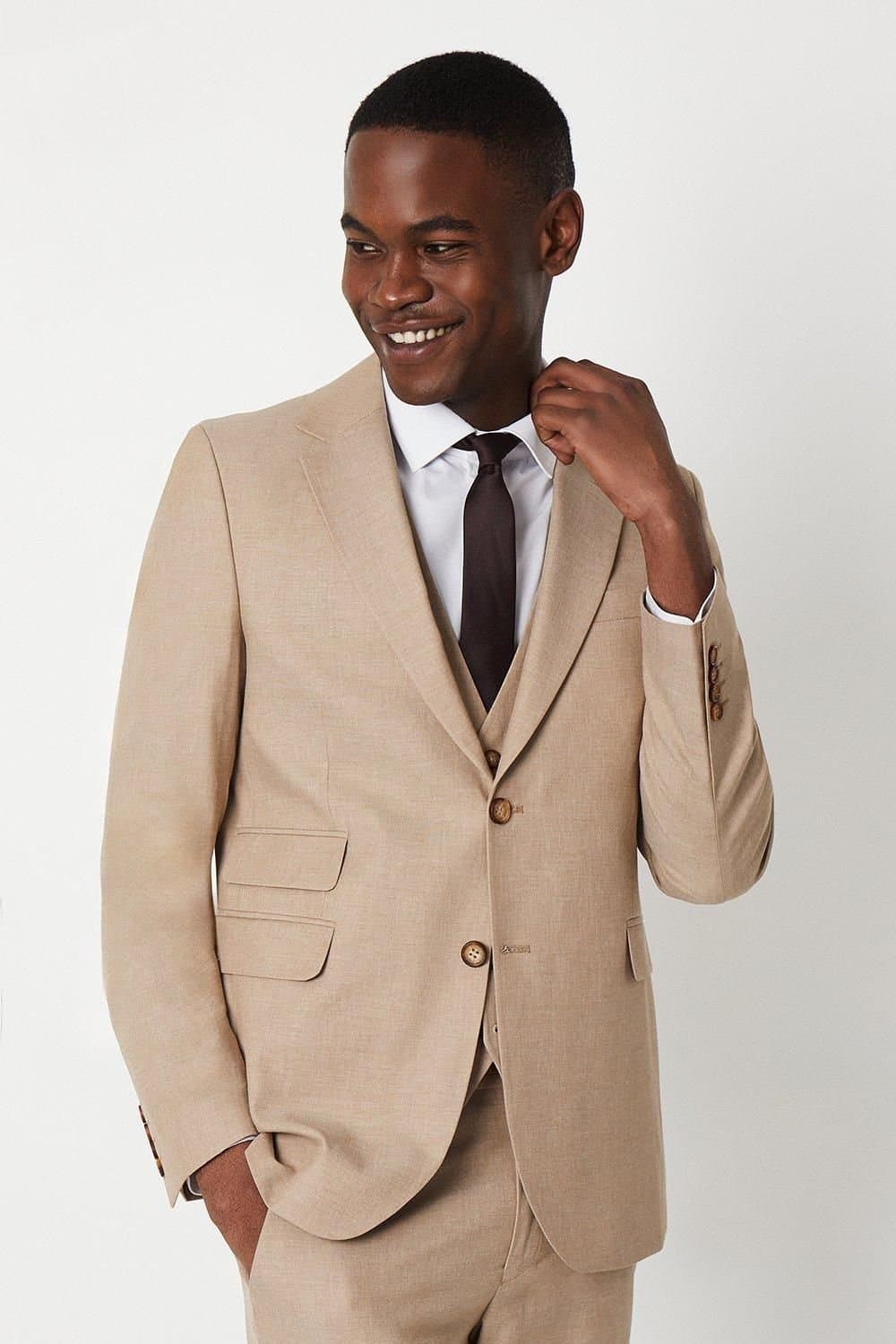 Burton Burton Men's Slim Fit Neutral End On End Suit Jacket
