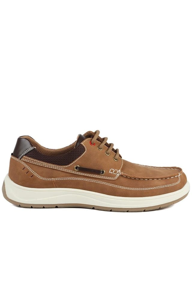 Pavers Pavers Men's Wide Fit Lightweight Lace Up Shoes in Tan - 2