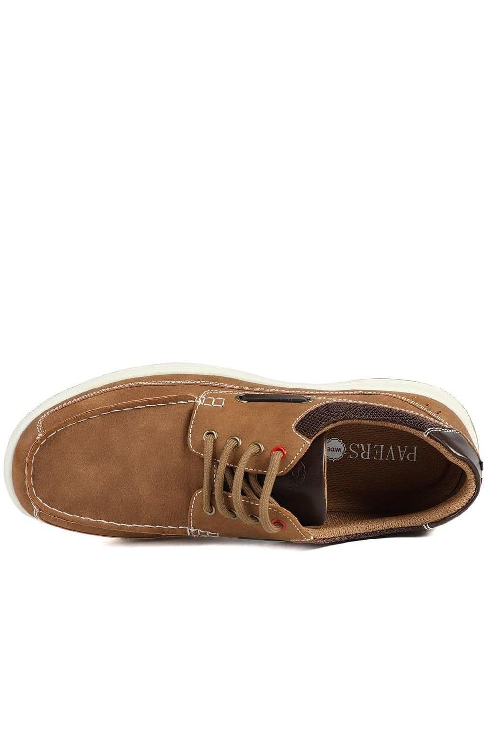 Pavers Pavers Men's Wide Fit Lightweight Lace Up Shoes in Tan - 4