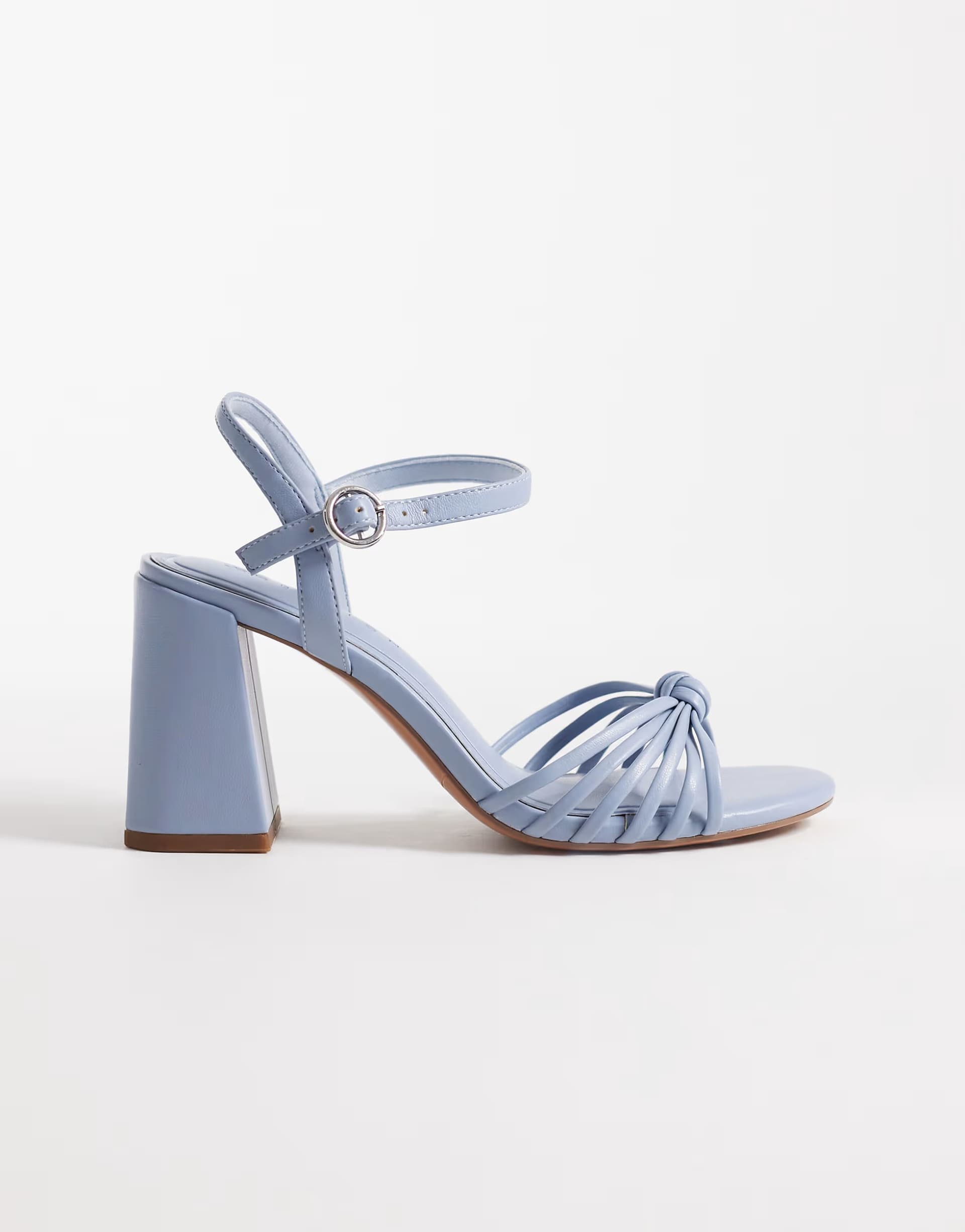 ASOS ASOS DESIGN Heron Knotted Mid Block Heel Sandals In Pale Blue