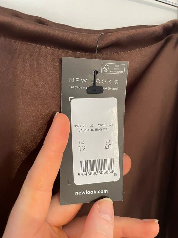 New Look New Look Brown Midi Satin Skirt