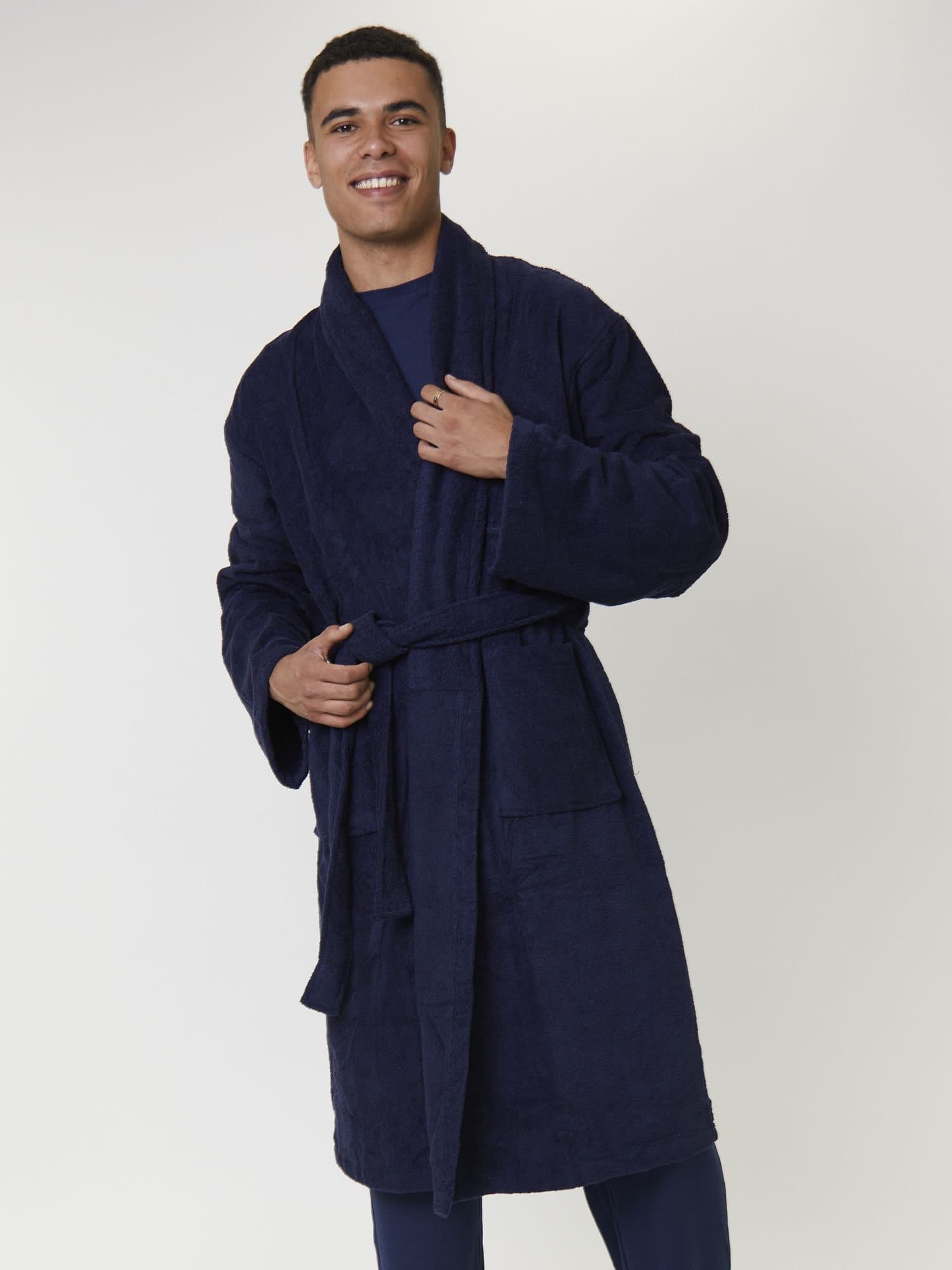 Loungeable Loungeable Men's Classic Towelling Robe in Navy