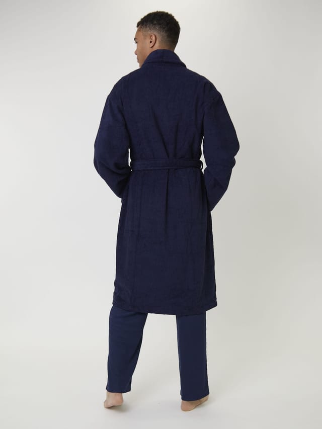 Loungeable Loungeable Men's Classic Towelling Robe in Navy - 3