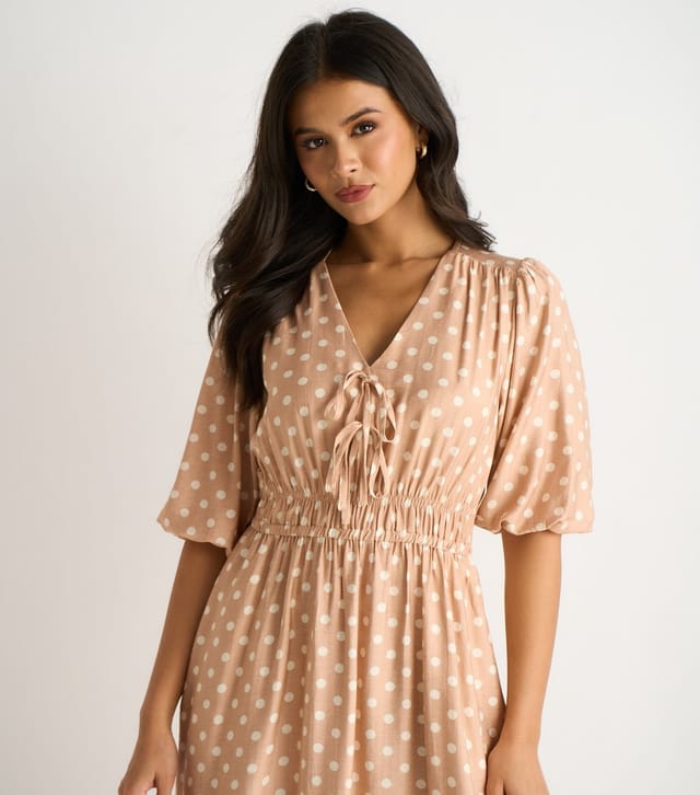 Gini London Women's Cream Polka Dot Midi Dress Gini London New Look - 2