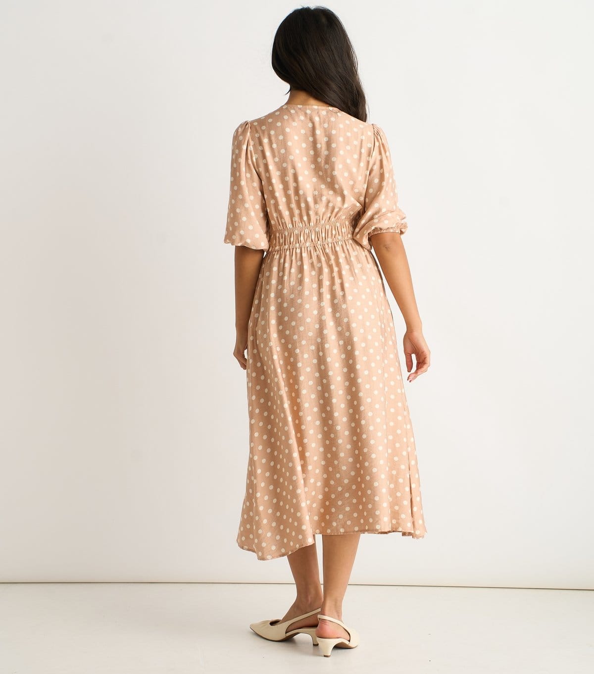 Gini London Women's Cream Polka Dot Midi Dress Gini London New Look - 4