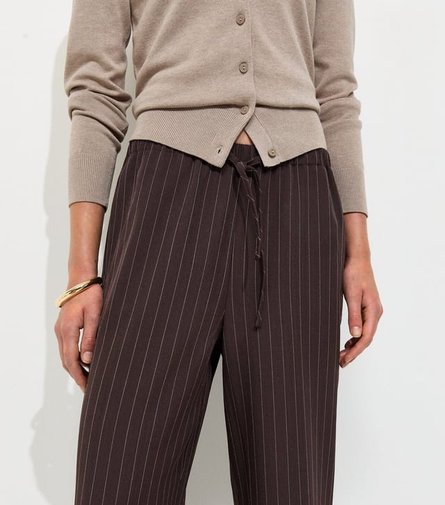 New Look Women's Brown Pinstripe Tailored Wide Leg Trousers New Look - 2