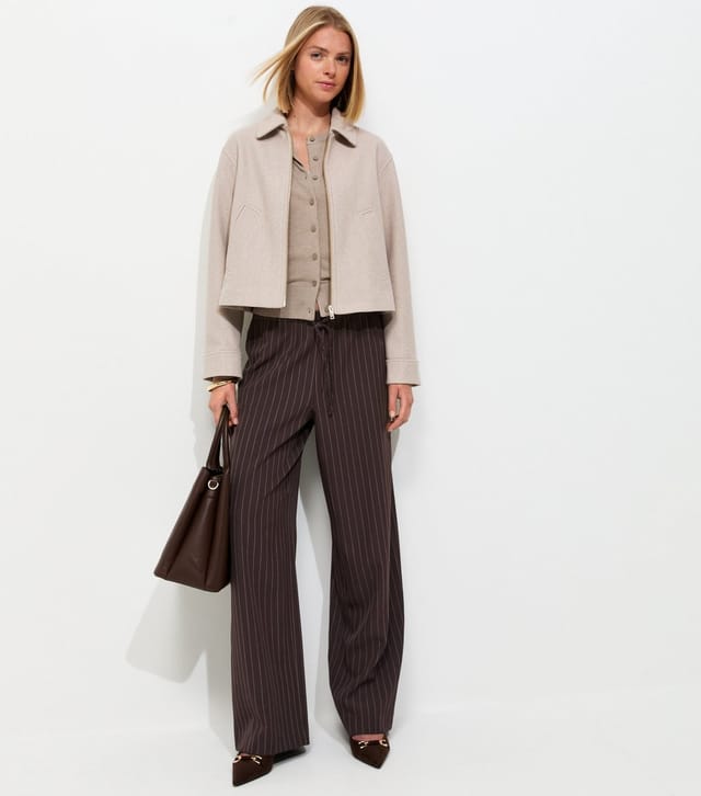 New Look Women's Brown Pinstripe Tailored Wide Leg Trousers New Look - 3