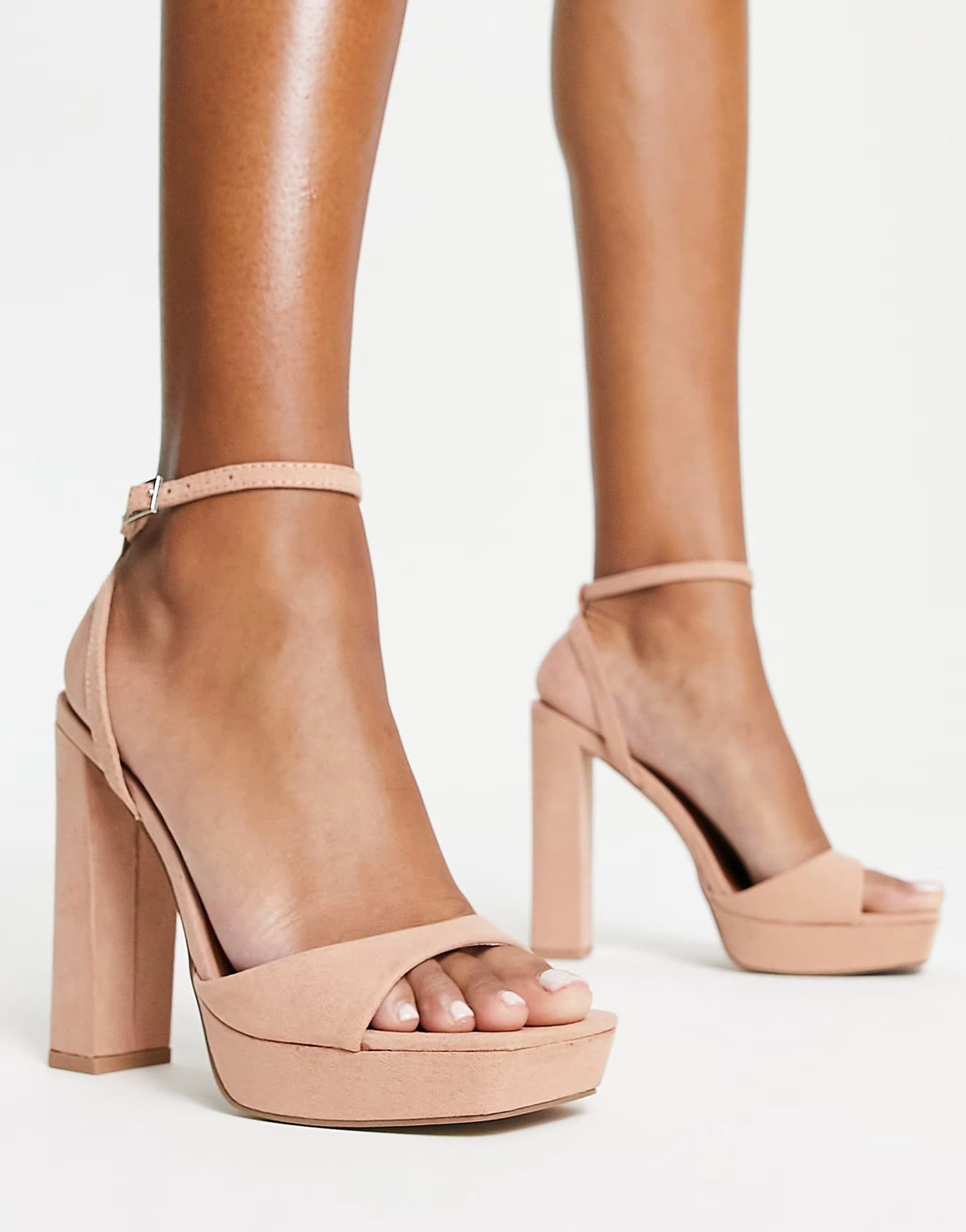 ASOS ASOS Beige Suede Block Heeled Sandals